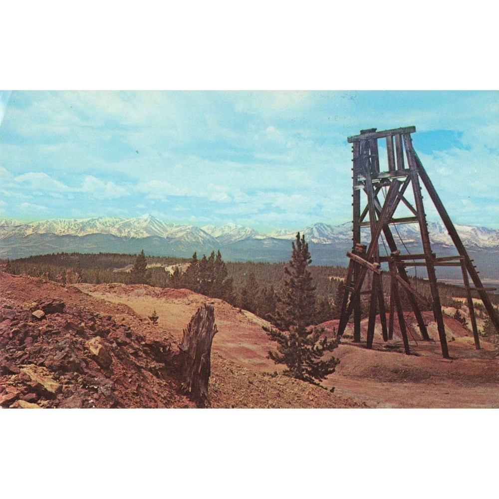 Vintage Old Mining Head Frame Leadville Colorado Mt Elbert Postcard 1970 VG - Picture 1 of 2